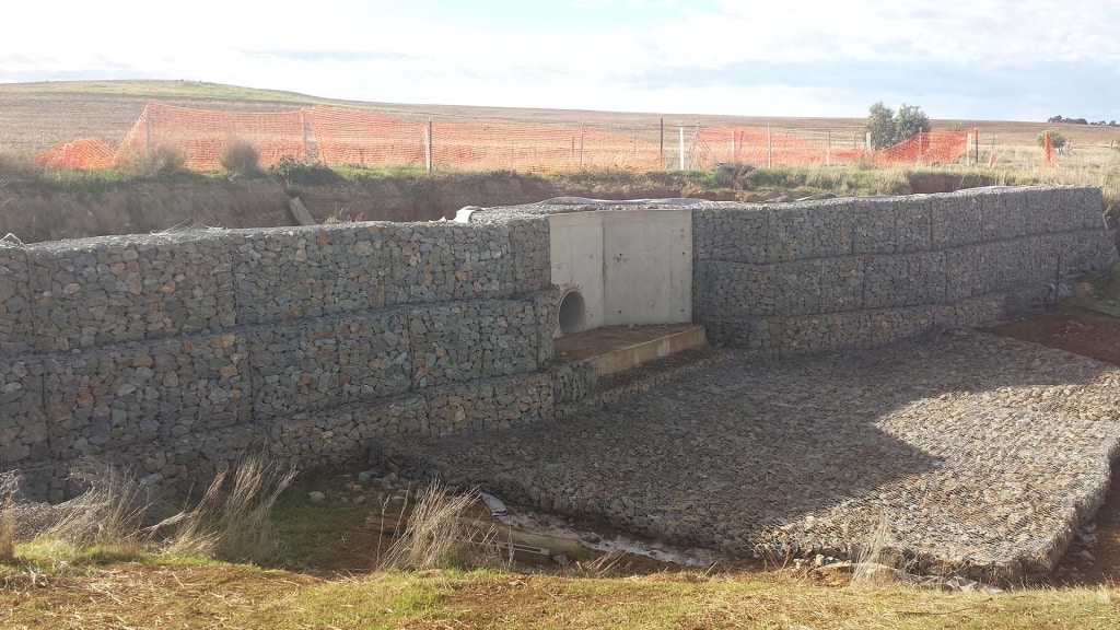 Gabion wall work in progress